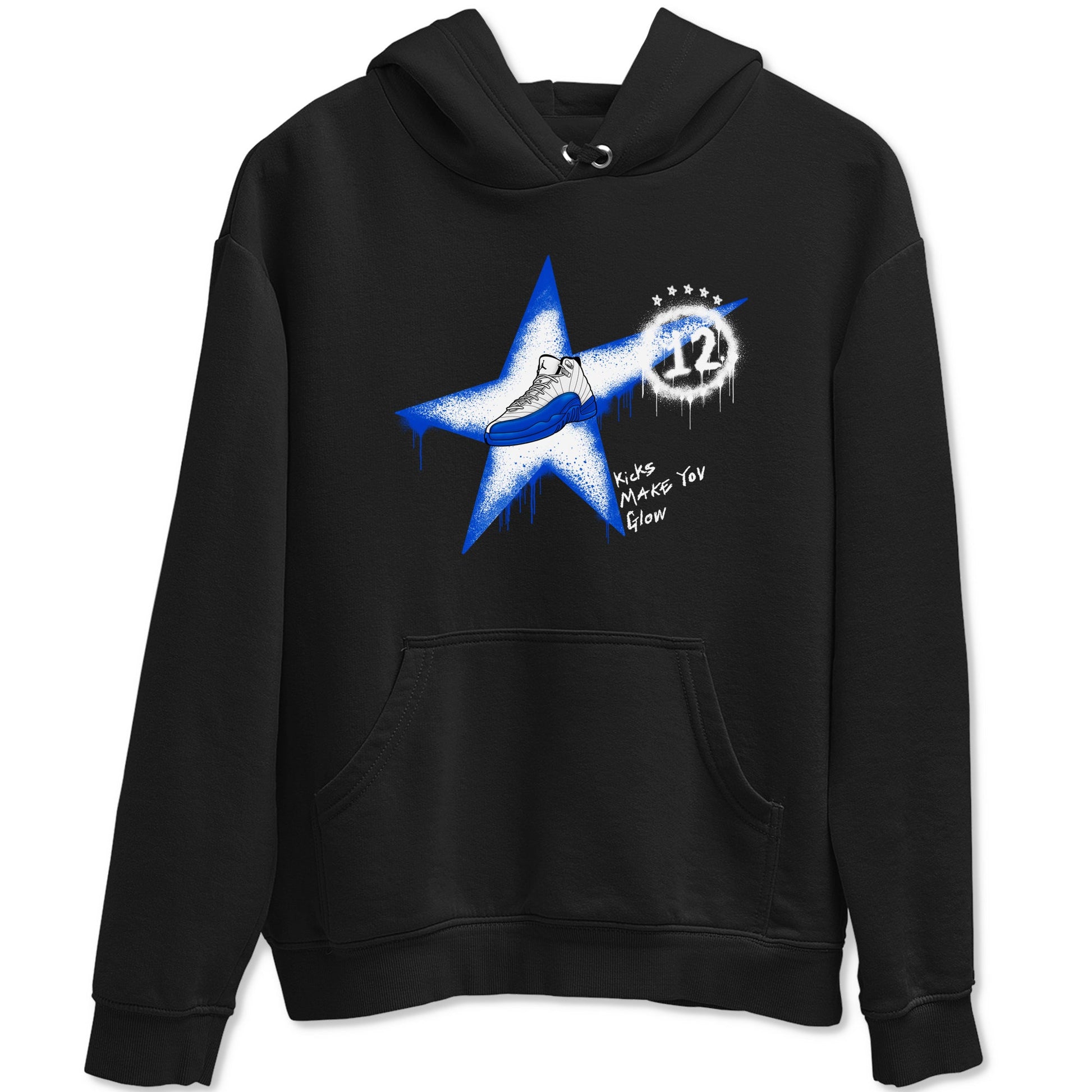 12s Blueberry shirts to match jordans Kicks Make You Glow best t shirts to wear with jordans AJ12 White & Game Royal match shoes to clothes SNRT Sneaker Tees unisex cotton Black 2 shirts