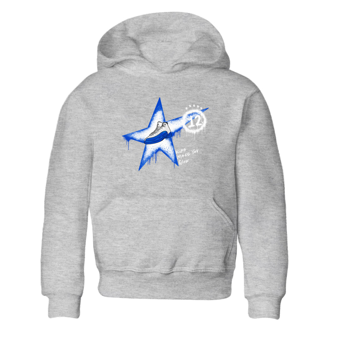 12s Blueberry shirts to match jordans Kicks Make You Glow best t shirts to wear with jordans AJ12 White & Game Royal match shoes to clothes SNRT Sneaker Tees Youth Baby Heather Grey 2 tee
