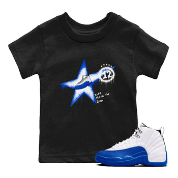12s Blueberry shirts to match jordans Kicks Make You Glow best t shirts to wear with jordans AJ12 White & Game Royal match shoes to clothes SNRT Sneaker Tees Youth Baby Black 1 tee
