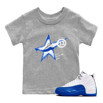 12s Blueberry shirts to match jordans Kicks Make You Glow best t shirts to wear with jordans AJ12 White & Game Royal match shoes to clothes SNRT Sneaker Tees Youth Baby Heather Grey 1 tee