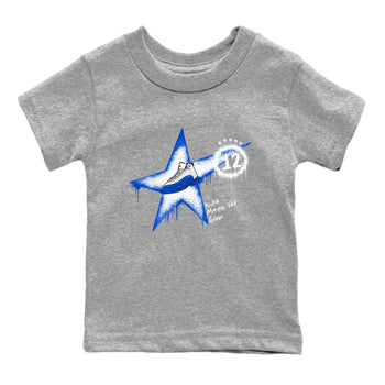 12s Blueberry shirts to match jordans Kicks Make You Glow best t shirts to wear with jordans AJ12 White & Game Royal match shoes to clothes SNRT Sneaker Tees Youth Baby Heather Grey 2 tee