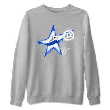 12s Blueberry shirts to match jordans Kicks Make You Glow best t shirts to wear with jordans AJ12 White & Game Royal match shoes to clothes SNRT Sneaker Tees unisex cotton Heather Grey 2 shirts