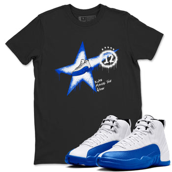 12s Blueberry shirts to match jordans Kicks Make You Glow best t shirts to wear with jordans AJ12 White & Game Royal match shoes to clothes SNRT Sneaker Tees unisex cotton Black 1 shirts
