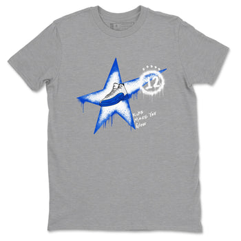 12s Blueberry shirts to match jordans Kicks Make You Glow best t shirts to wear with jordans AJ12 White & Game Royal match shoes to clothes SNRT Sneaker Tees unisex cotton Heather Grey 2 shirts