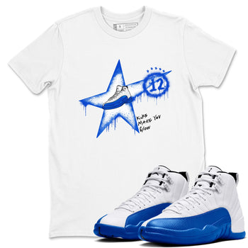 12s Blueberry shirts to match jordans Kicks Make You Glow best t shirts to wear with jordans AJ12 White & Game Royal match shoes to clothes SNRT Sneaker Tees unisex cotton White 1 shirts