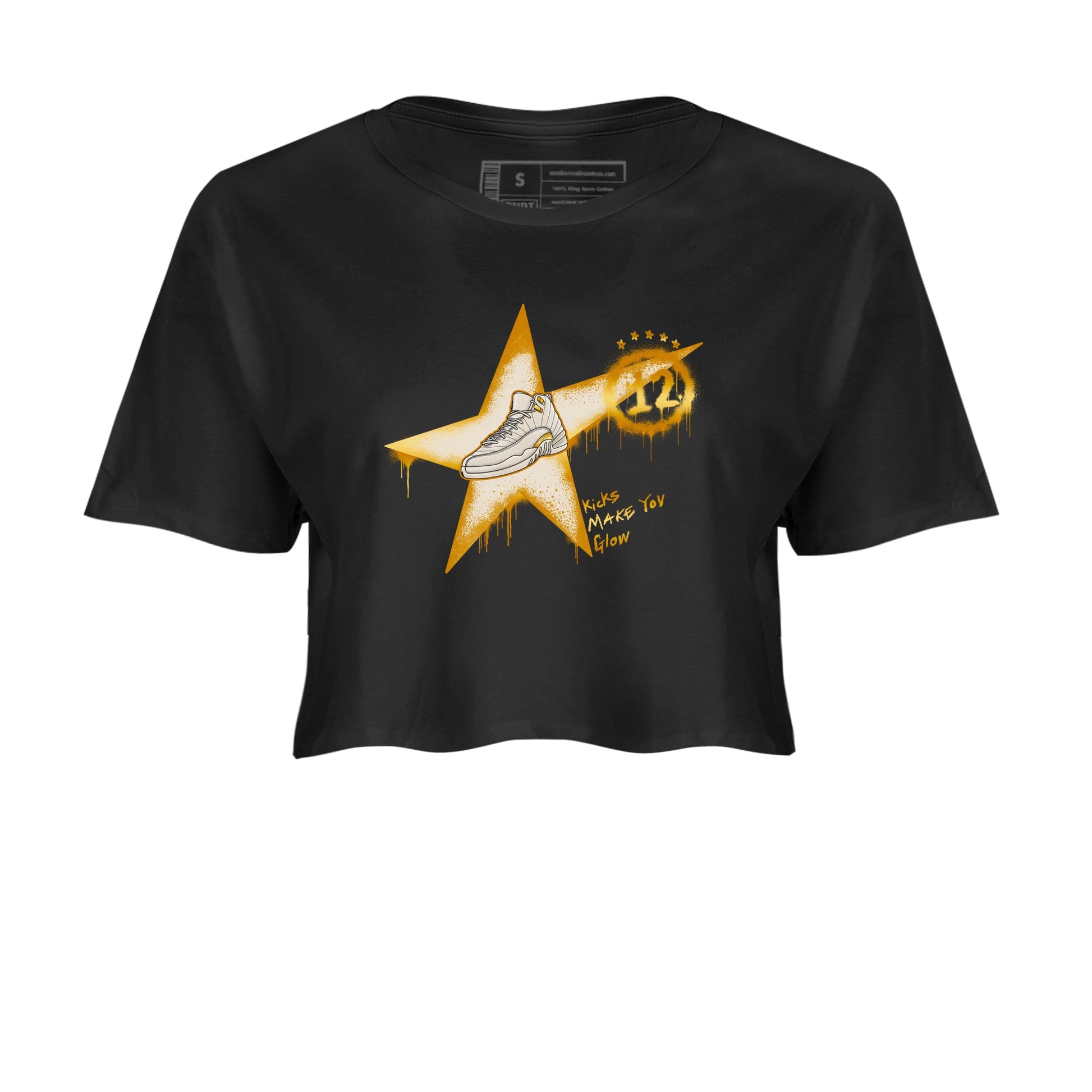 12s Phantom shirts to match jordans Kicks Make You Glow sneaker match tees Air Jordan 12 WMNS Phantom match shoes to clothes SNRT Sneaker Tees unisex cotton Black 2 crop tee