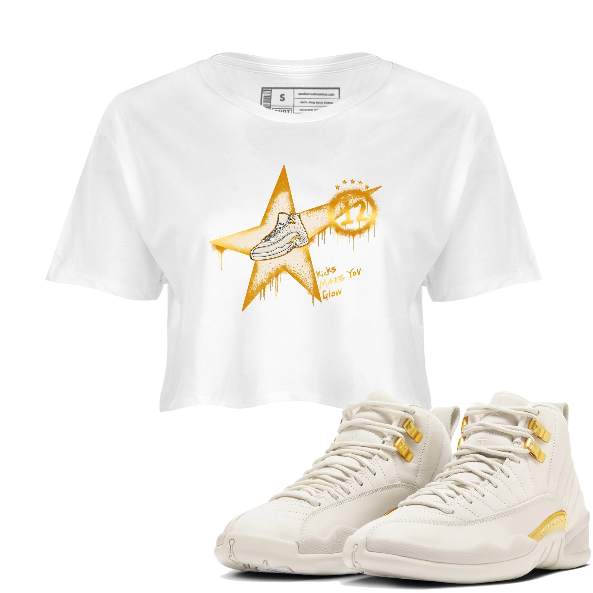 12s Phantom shirts to match jordans Kicks Make You Glow sneaker match tees Air Jordan 12 WMNS Phantom match shoes to clothes SNRT Sneaker Tees unisex cotton White 1 crop tee