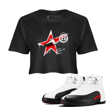 12s Taxi Flip shirt to match jordans Kicks Make You Glow sneaker tees Air Jordan 12 Taxi Flip SNRT Sneaker Release Tees Black 1 crop length shirt