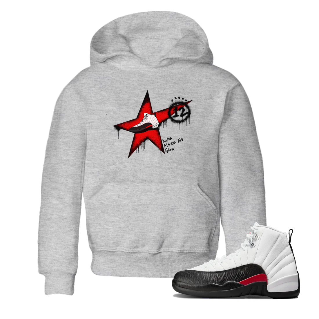 12s Taxi Flip shirt to match jordans Kicks Make You Glow sneaker tees Air Jordan 12 Taxi Flip SNRT sneaker release tees baby toddler Heather Grey 1 cotton Shirt