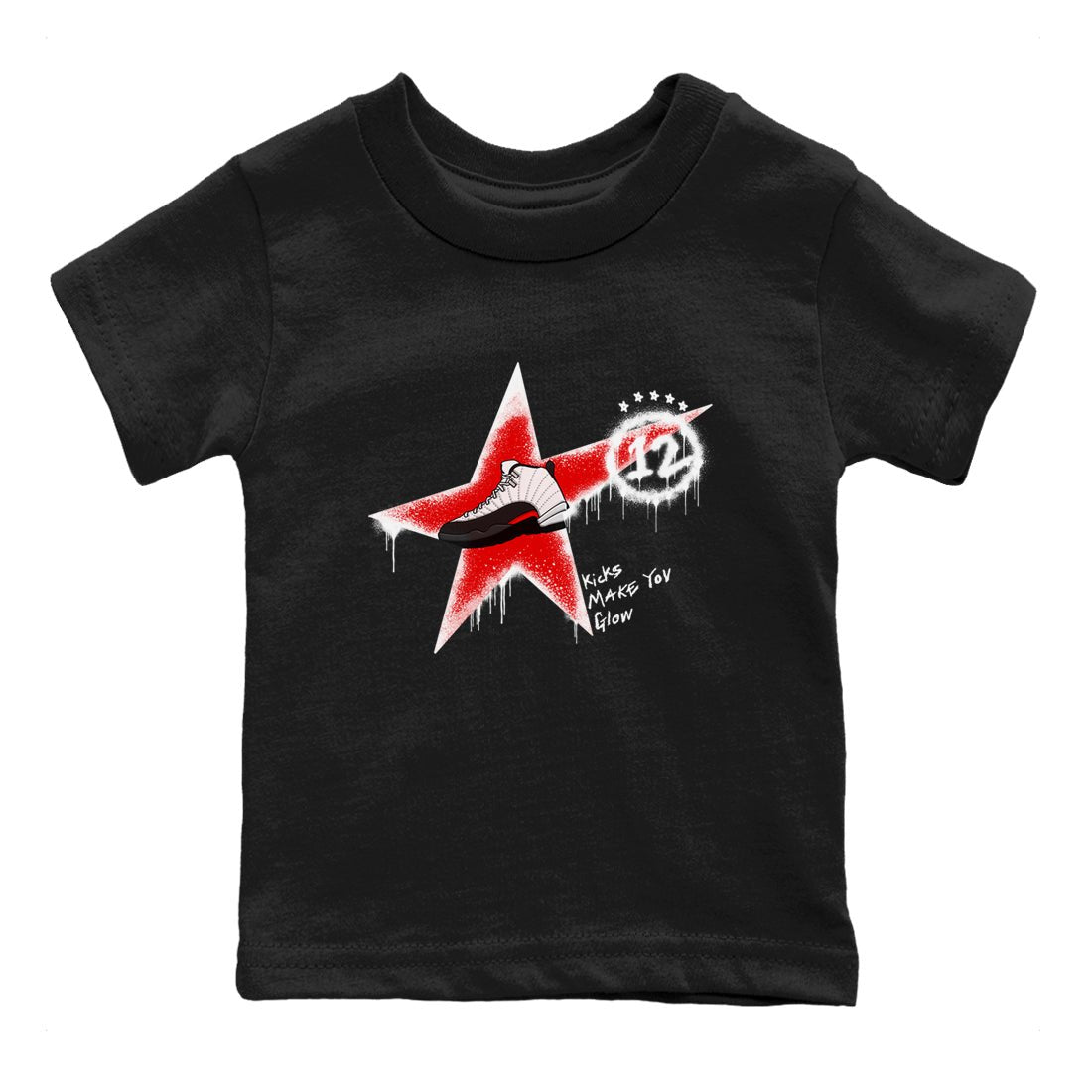 12s Taxi Flip shirt to match jordans Kicks Make You Glow sneaker tees Air Jordan 12 Taxi Flip SNRT sneaker release tees baby toddler Black 2 cotton Shirt