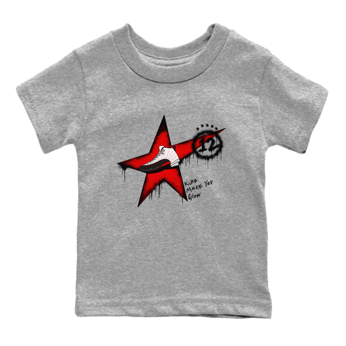 12s Taxi Flip shirt to match jordans Kicks Make You Glow sneaker tees Air Jordan 12 Taxi Flip SNRT sneaker release tees baby toddler Heather Grey 2 cotton Shirt