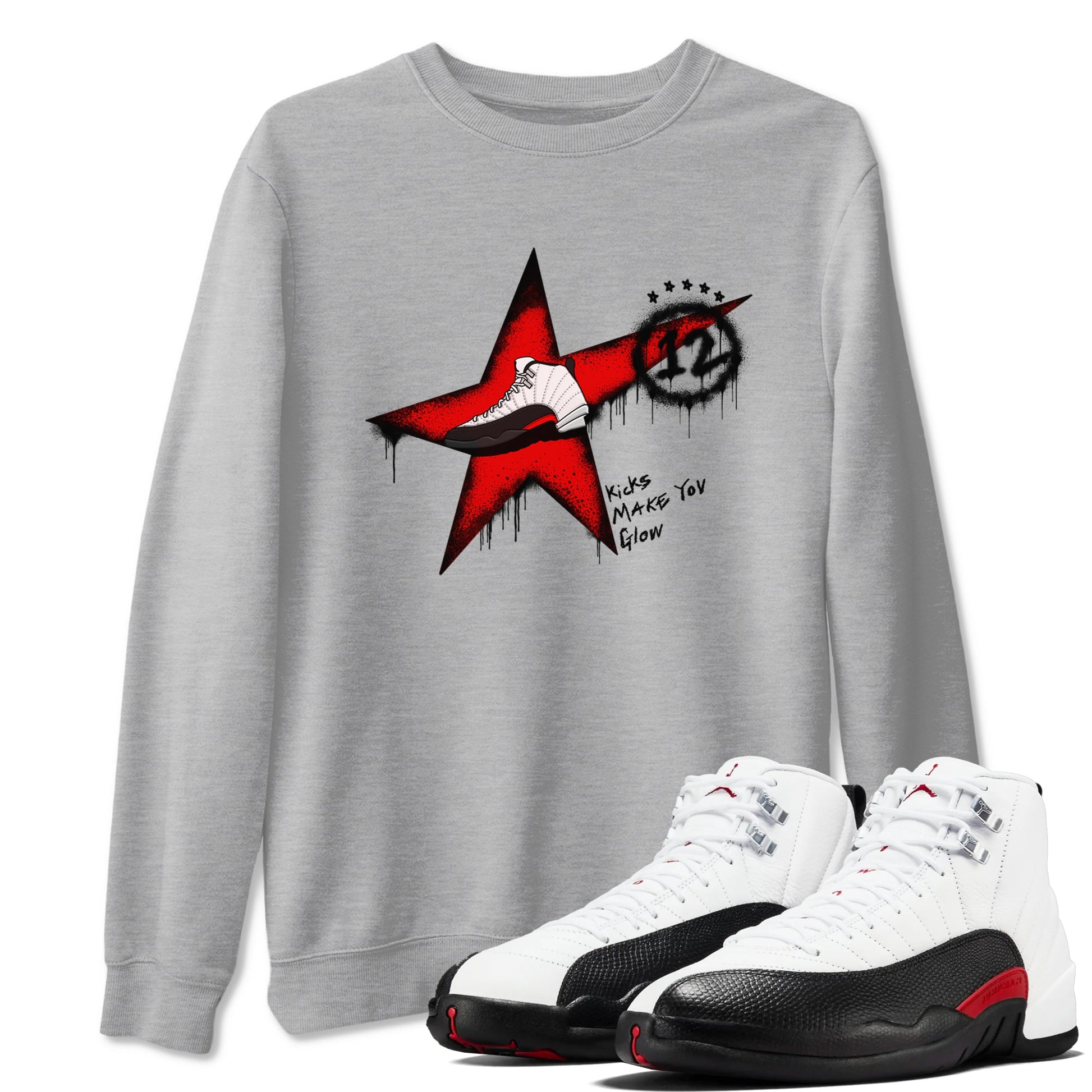 12s Taxi Flip shirt to match jordans Kicks Make You Glow sneaker tees Air Jordan 12 Taxi Flip SNRT Sneaker Release Tees unisex cotton Heather Grey 1 crew neck shirt