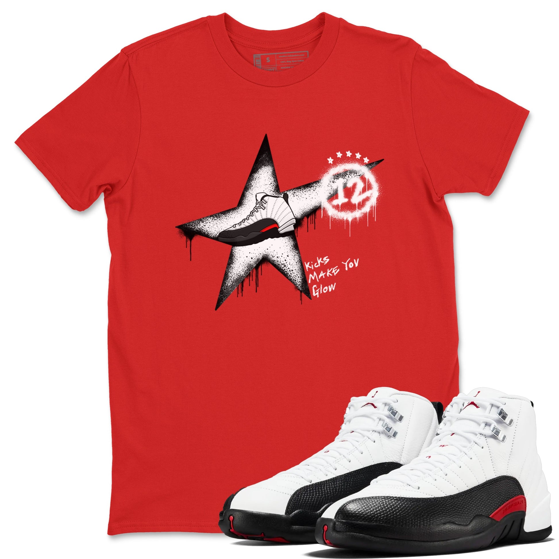 12s Taxi Flip shirt to match jordans Kicks Make You Glow sneaker tees Air Jordan 12 Taxi Flip SNRT Sneaker Release Tees unisex cotton Red 1 crew neck shirt