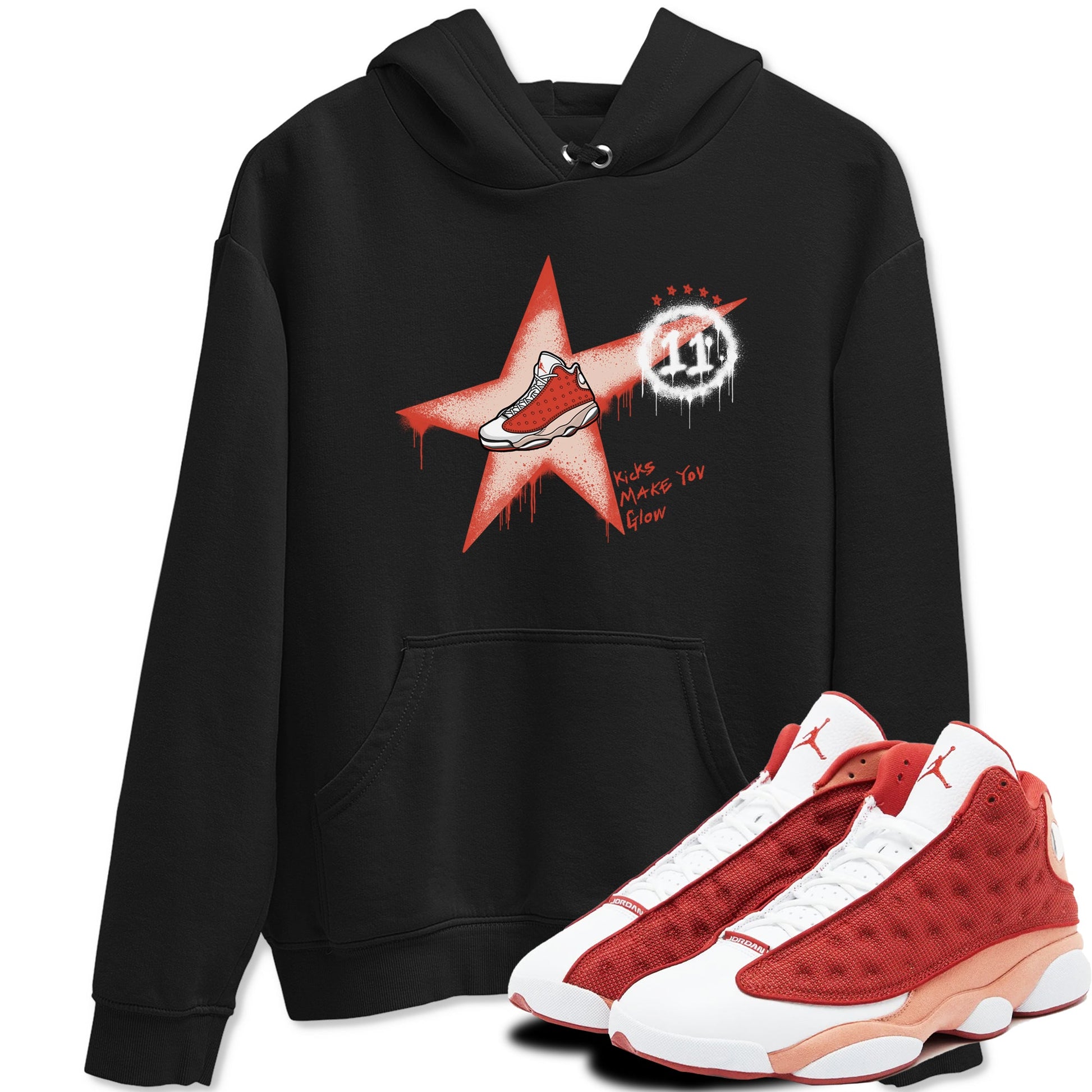 13s Dune Red shirts to match jordans Kicks Make You Glow sneaker match tees Air Jordan 13 Dune Red SNRT Sneaker Tees streetwear brand Black 1 unisex cotton tee