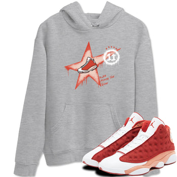 13s Dune Red shirts to match jordans Kicks Make You Glow sneaker match tees Air Jordan 13 Dune Red SNRT Sneaker Tees streetwear brand Heather Grey 1 unisex cotton tee