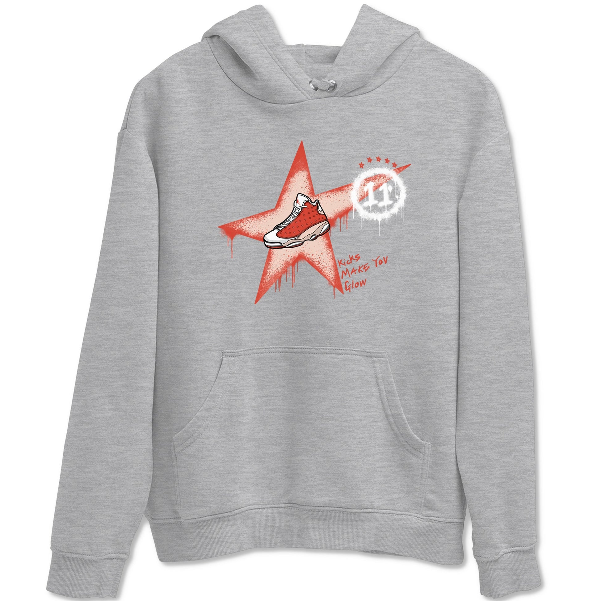 13s Dune Red shirts to match jordans Kicks Make You Glow sneaker match tees Air Jordan 13 Dune Red SNRT Sneaker Tees streetwear brand Heather Grey 2 unisex cotton tee