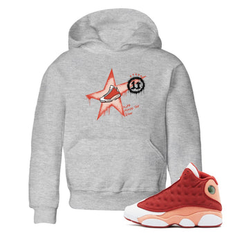 13s Dune Red shirts to match jordans Kicks Make You Glow sneaker match tees Air Jordan 13 Dune Red SNRT Sneaker Tees streetwear brand Baby and Youth Heather Grey 1 cotton tee