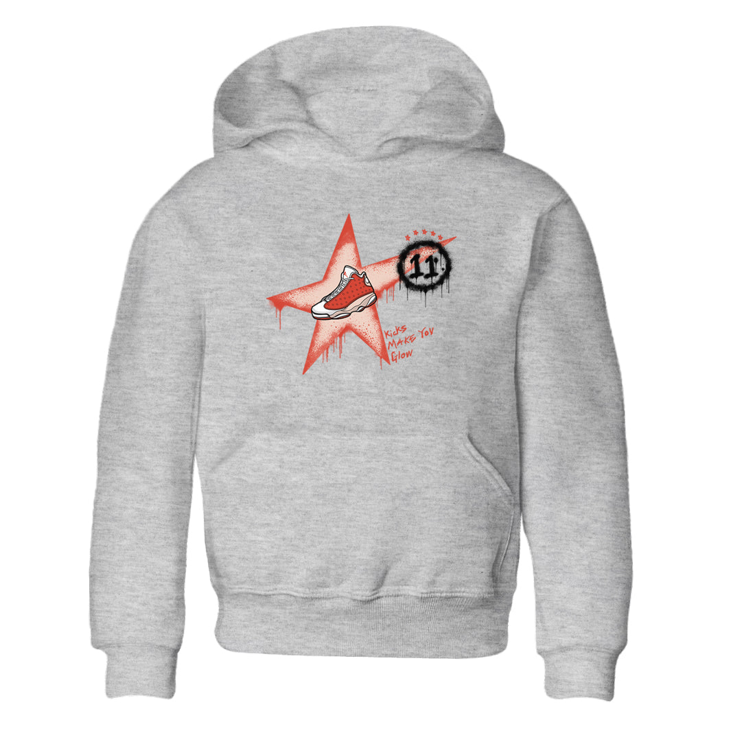 13s Dune Red shirts to match jordans Kicks Make You Glow sneaker match tees Air Jordan 13 Dune Red SNRT Sneaker Tees streetwear brand Baby and Youth Heather Grey 2 cotton tee