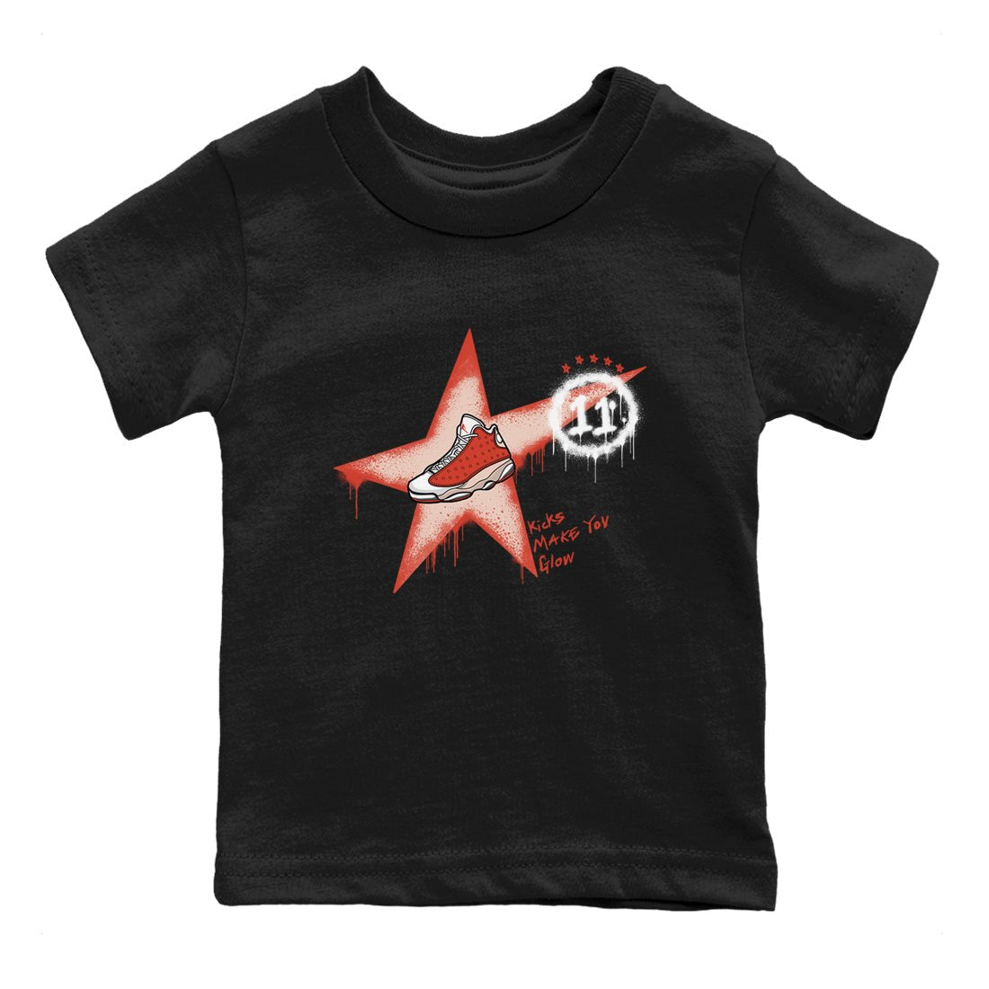 13s Dune Red shirts to match jordans Kicks Make You Glow sneaker match tees Air Jordan 13 Dune Red SNRT Sneaker Tees streetwear brand Baby and Youth Black 2 cotton tee