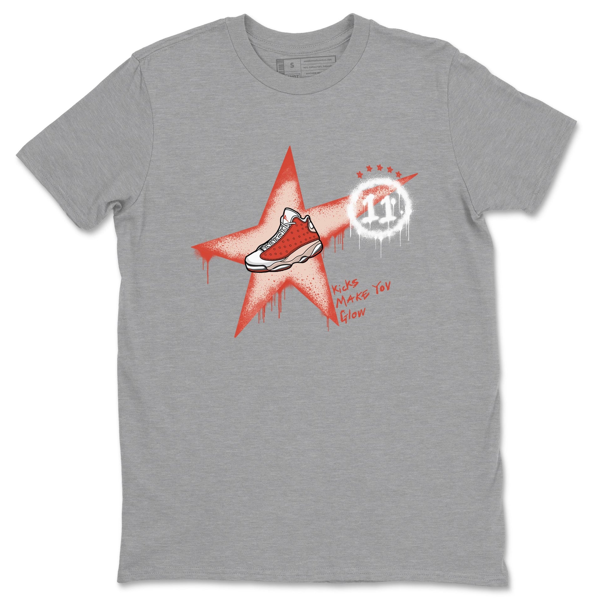 13s Dune Red shirts to match jordans Kicks Make You Glow sneaker match tees Air Jordan 13 Dune Red SNRT Sneaker Tees streetwear brand Heather Grey 2 unisex cotton tee