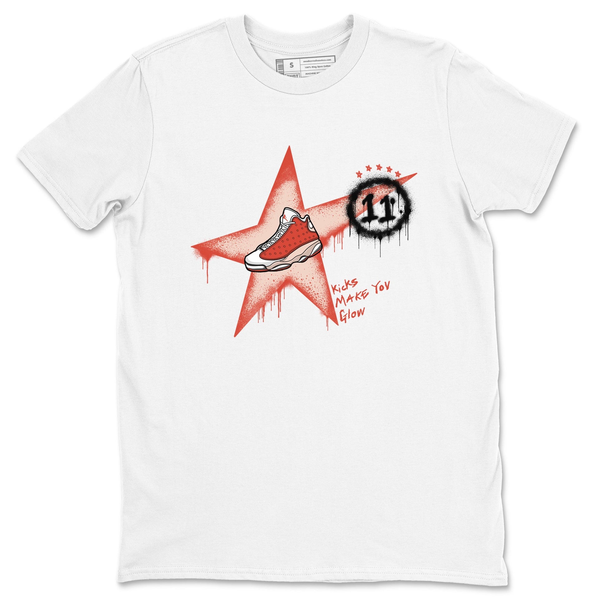 13s Dune Red shirts to match jordans Kicks Make You Glow sneaker match tees Air Jordan 13 Dune Red SNRT Sneaker Tees streetwear brand White 2 unisex cotton tee