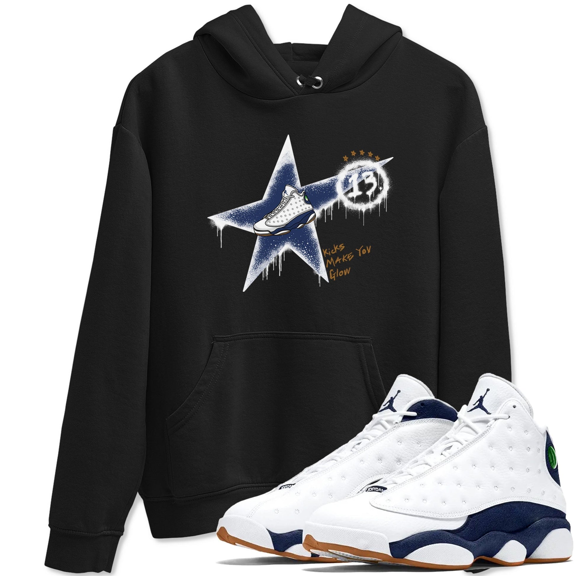 13s Midnight Navy shirts to match jordans Kicks Make You Glow sneaker match tees Air Jordan 13 Midnight Navy SNRT Sneaker Release Tees unisex cotton Black 1 crew neck shirts