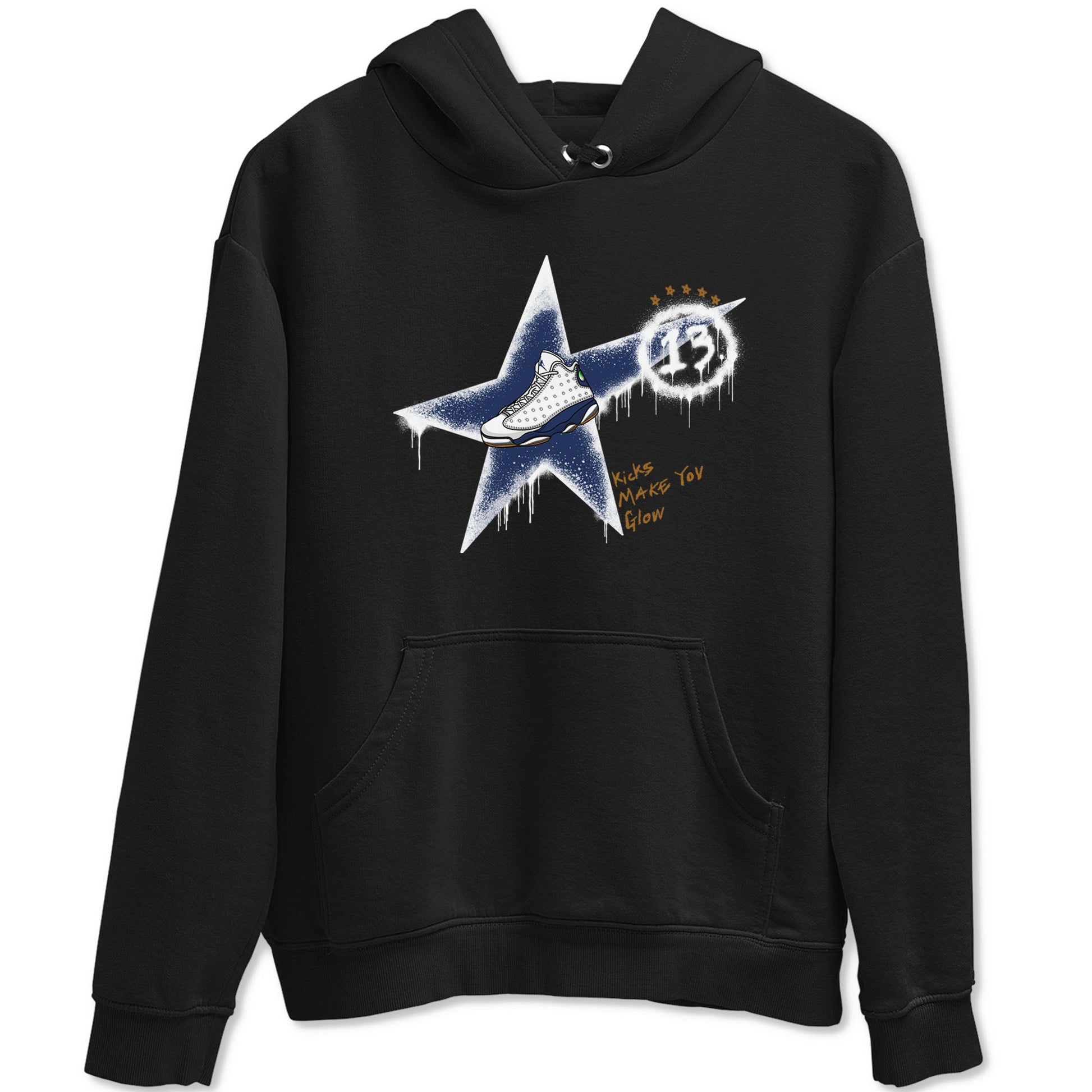13s Midnight Navy shirts to match jordans Kicks Make You Glow sneaker match tees Air Jordan 13 Midnight Navy SNRT Sneaker Release Tees unisex cotton Black 2 crew neck shirts