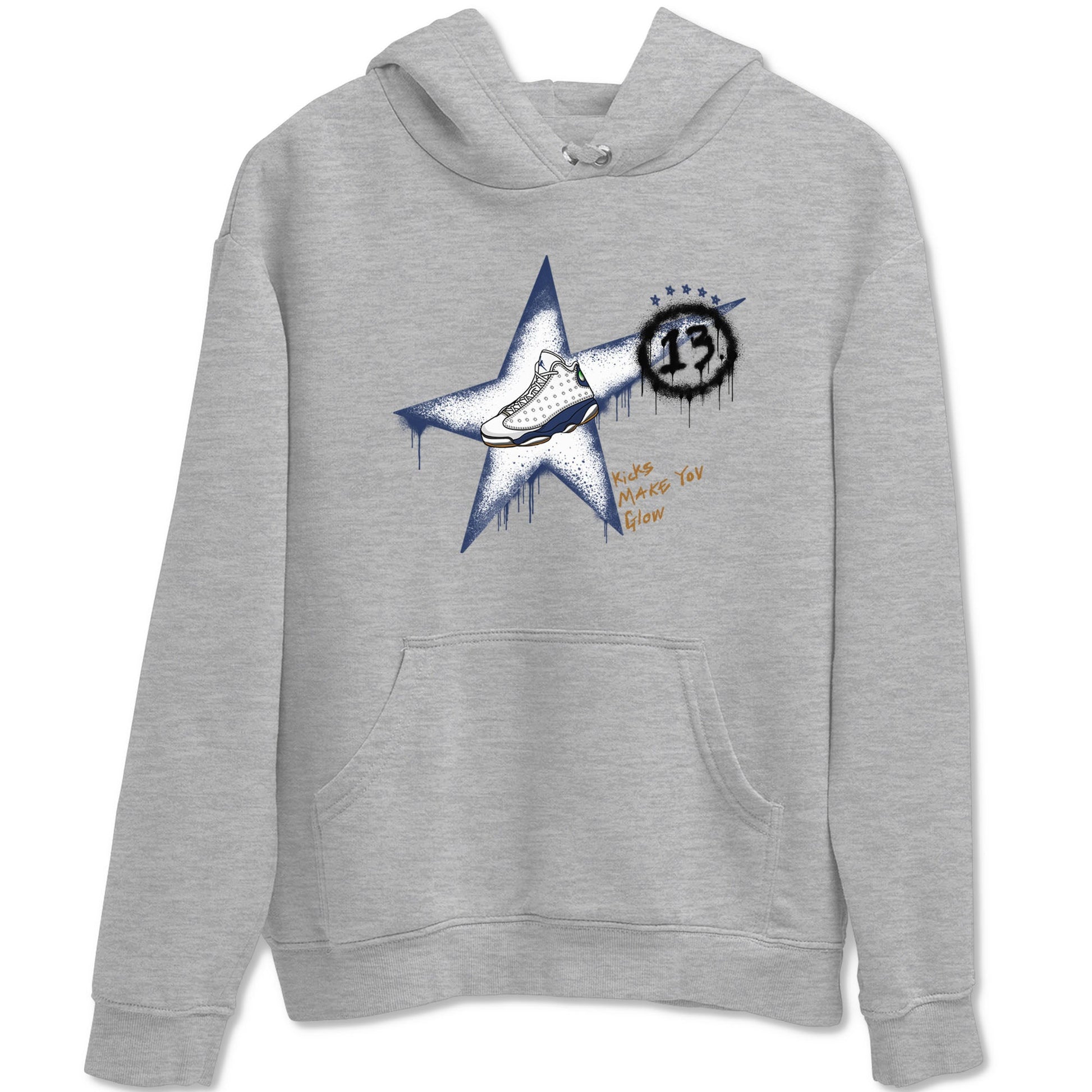 13s Midnight Navy shirts to match jordans Kicks Make You Glow sneaker match tees Air Jordan 13 Midnight Navy SNRT Sneaker Release Tees unisex cotton Heather Grey 2 crew neck shirts
