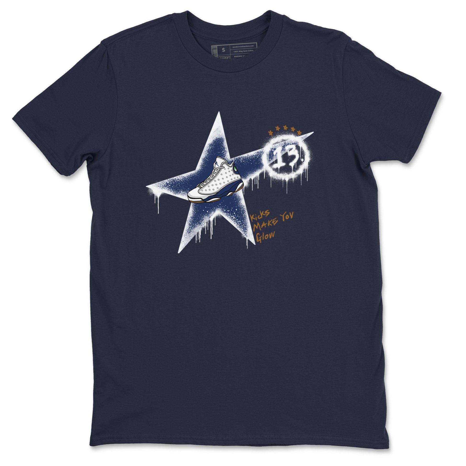 13s Midnight Navy shirts to match jordans Kicks Make You Glow sneaker match tees Air Jordan 13 Midnight Navy SNRT Sneaker Release Tees unisex cotton Navy 2 crew neck shirts