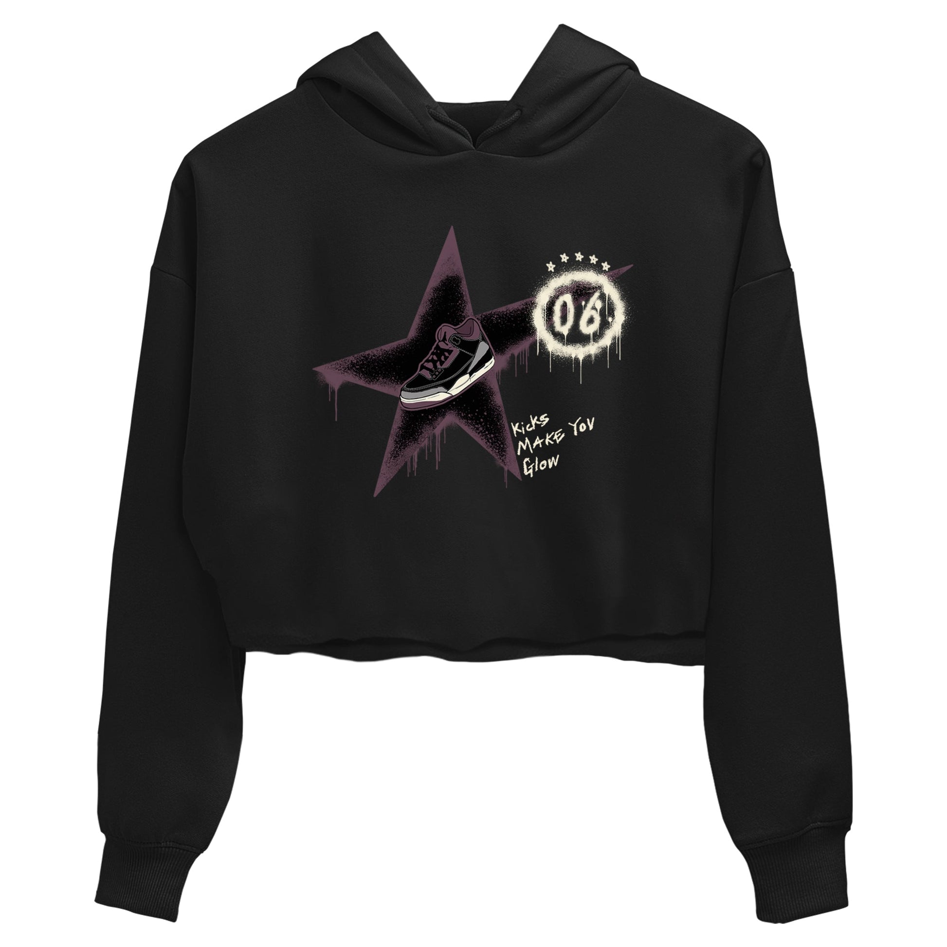 AJ3 A Ma Maniere x Black shirts to match jordans Kicks Make You Glow sneaker match tees A Ma Maniere x Air Jordan 3 “Black” SNRT Sneaker Tees streetwear brand Black 2 crop tee