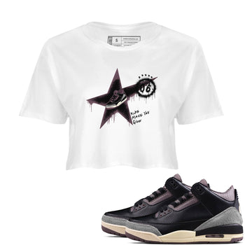AJ3 A Ma Maniere x Black shirts to match jordans Kicks Make You Glow sneaker match tees A Ma Maniere x Air Jordan 3 “Black” SNRT Sneaker Tees streetwear brand White 1 crop tee