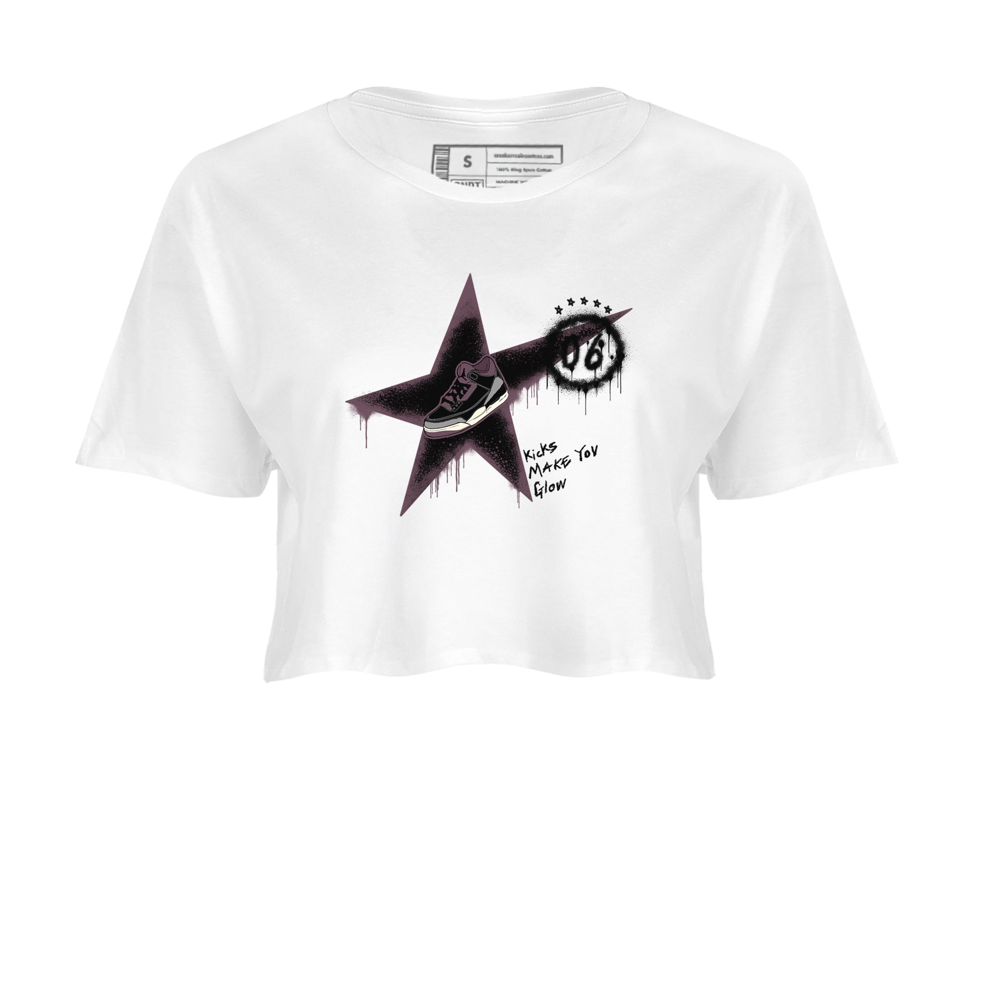 AJ3 A Ma Maniere x Black shirts to match jordans Kicks Make You Glow sneaker match tees A Ma Maniere x Air Jordan 3 “Black” SNRT Sneaker Tees streetwear brand White 2 crop tee