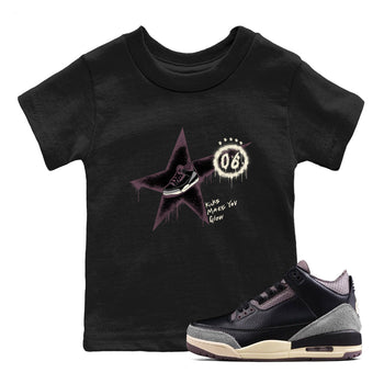 AJ3 A Ma Maniere x Black shirts to match jordans Kicks Make You Glow sneaker match tees A Ma Maniere x Air Jordan 3 “Black” SNRT Sneaker Tees streetwear brand Baby and Youth Black 1 cotton tee