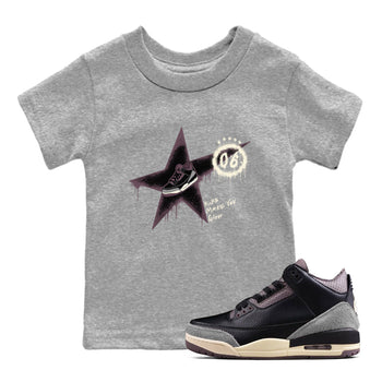 AJ3 A Ma Maniere x Black shirts to match jordans Kicks Make You Glow sneaker match tees A Ma Maniere x Air Jordan 3 “Black” SNRT Sneaker Tees streetwear brand Baby and Youth Heather Grey 1 cotton tee