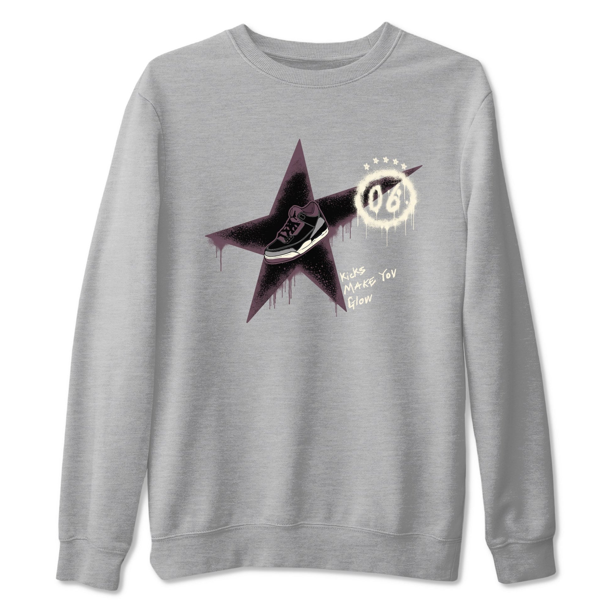 AJ3 A Ma Maniere x Black shirts to match jordans Kicks Make You Glow sneaker match tees A Ma Maniere x Air Jordan 3 “Black” SNRT Sneaker Tees streetwear brand Heather Grey 2 unisex cotton tee
