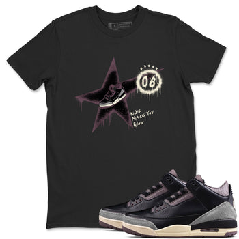 AJ3 A Ma Maniere x Black shirts to match jordans Kicks Make You Glow sneaker match tees A Ma Maniere x Air Jordan 3 “Black” SNRT Sneaker Tees streetwear brand Black 1 unisex cotton tee