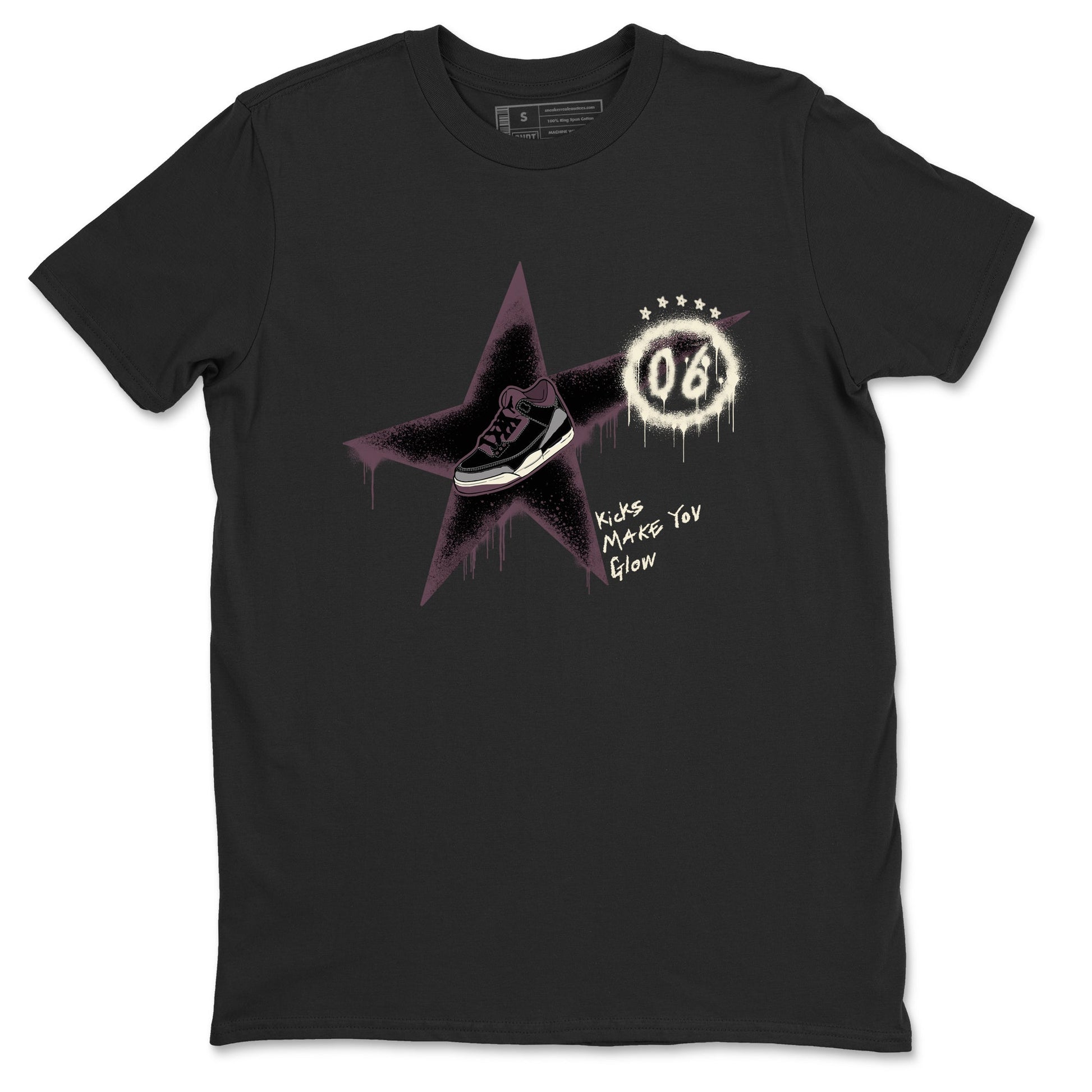 AJ3 A Ma Maniere x Black shirts to match jordans Kicks Make You Glow sneaker match tees A Ma Maniere x Air Jordan 3 “Black” SNRT Sneaker Tees streetwear brand Black 2 unisex cotton tee