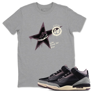 AJ3 A Ma Maniere x Black shirts to match jordans Kicks Make You Glow sneaker match tees A Ma Maniere x Air Jordan 3 “Black” SNRT Sneaker Tees streetwear brand Heather Grey 1 unisex cotton tee