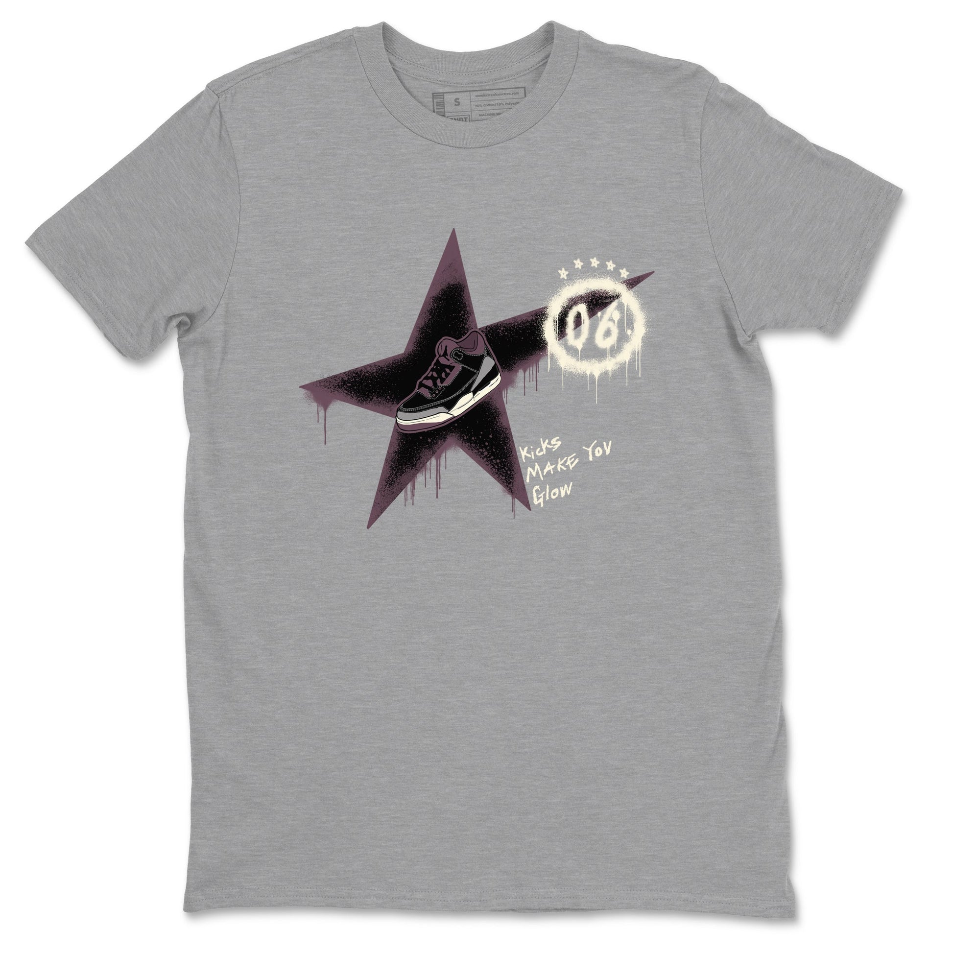 AJ3 A Ma Maniere x Black shirts to match jordans Kicks Make You Glow sneaker match tees A Ma Maniere x Air Jordan 3 “Black” SNRT Sneaker Tees streetwear brand Heather Grey 2 unisex cotton tee