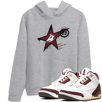 3s A Ma Maniere x Burgundy Crush shirts to match jordans Kicks Make You Glow sneaker match teesA Ma Maniére x Air Jordan 3 "Burgundy Crush" SNRT Sneaker Tees streetwear brand Heather Grey 1 unisex cotton tee