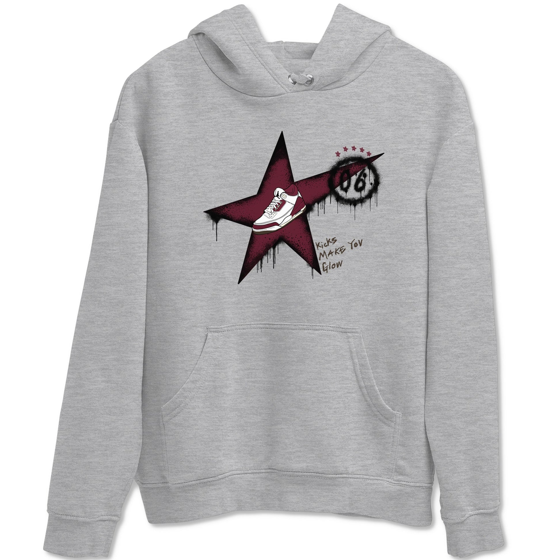 3s A Ma Maniere x Burgundy Crush shirts to match jordans Kicks Make You Glow sneaker match teesA Ma Maniére x Air Jordan 3 "Burgundy Crush" SNRT Sneaker Tees streetwear brand Heather Grey 2 unisex cotton tee
