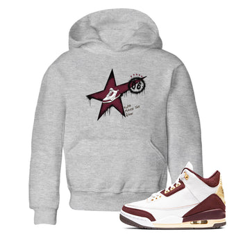 3s A Ma Maniere x Burgundy Crush shirts to match jordans Kicks Make You Glow sneaker match teesA Ma Maniére x Air Jordan 3 "Burgundy Crush" SNRT Sneaker Tees streetwear brand Baby and Youth Heather Grey 1 cotton tee