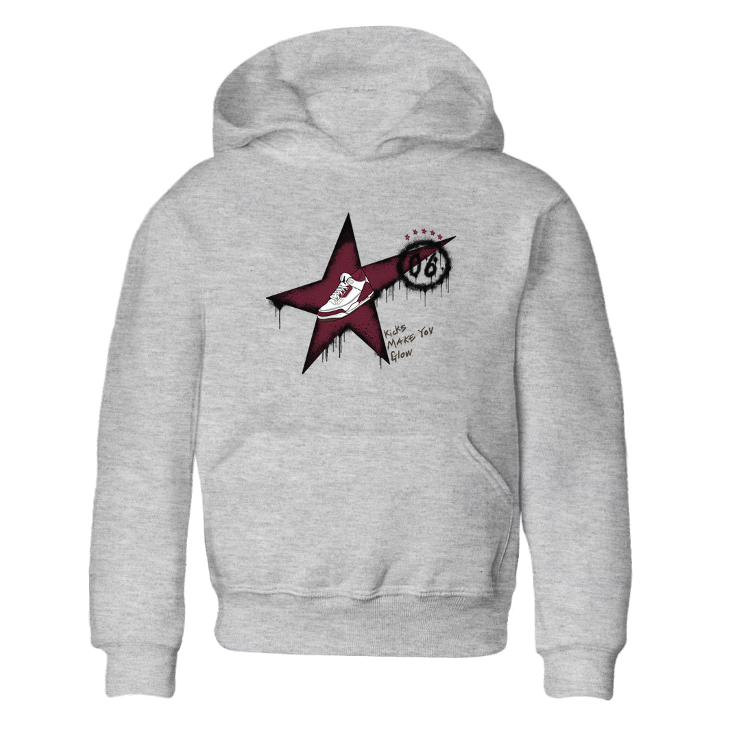 3s A Ma Maniere x Burgundy Crush shirts to match jordans Kicks Make You Glow sneaker match teesA Ma Maniére x Air Jordan 3 "Burgundy Crush" SNRT Sneaker Tees streetwear brand Baby and Youth Heather Grey 2 cotton tee