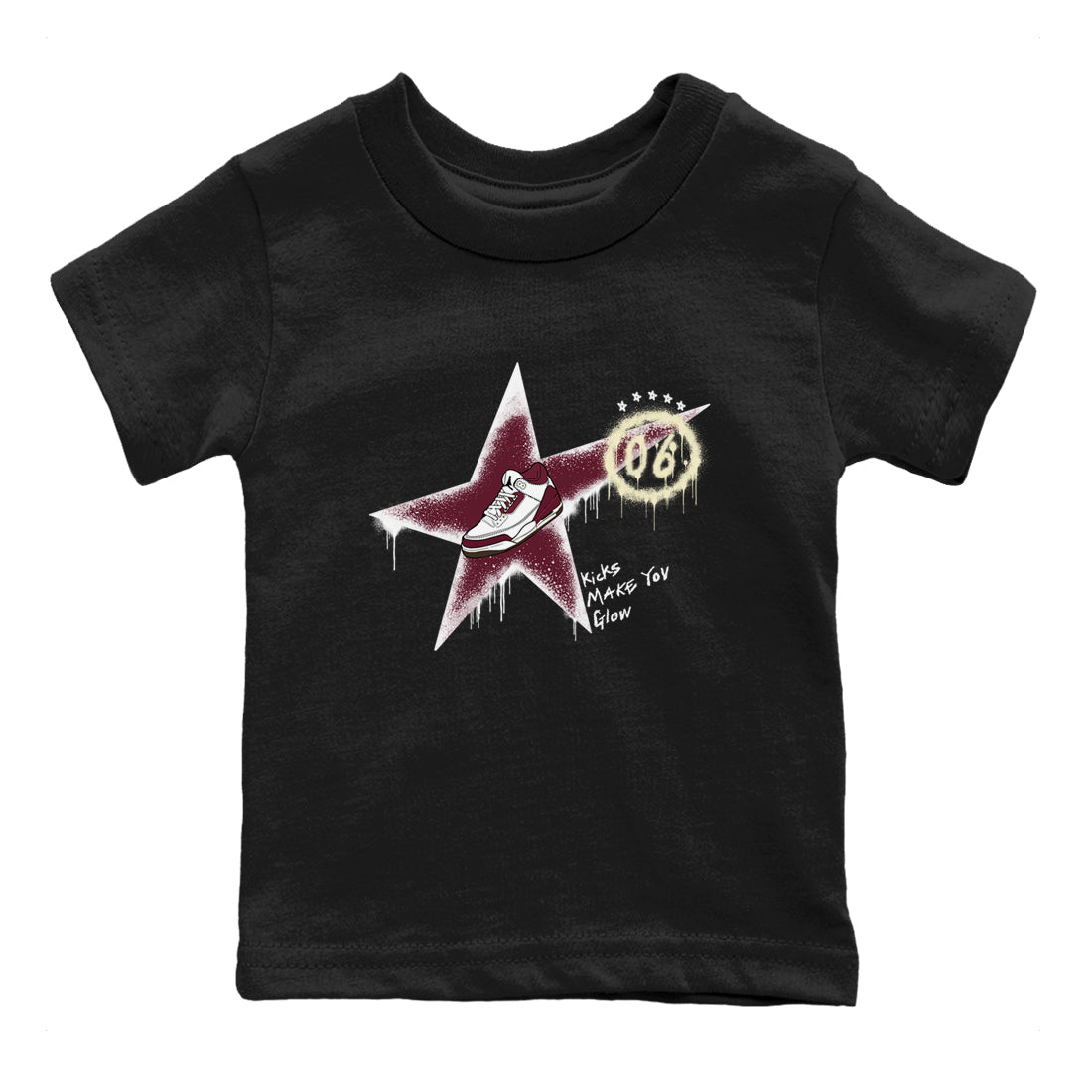 3s A Ma Maniere x Burgundy Crush shirts to match jordans Kicks Make You Glow sneaker match teesA Ma Maniére x Air Jordan 3 "Burgundy Crush" SNRT Sneaker Tees streetwear brand Baby and Youth Black 2 cotton tee