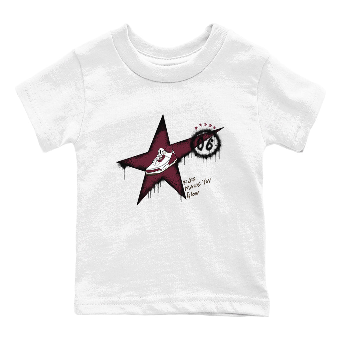 3s A Ma Maniere x Burgundy Crush shirts to match jordans Kicks Make You Glow sneaker match teesA Ma Maniére x Air Jordan 3 "Burgundy Crush" SNRT Sneaker Tees streetwear brand Baby and Youth White 2 cotton tee