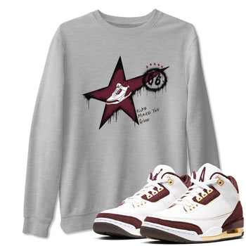 3s A Ma Maniere x Burgundy Crush shirts to match jordans Kicks Make You Glow sneaker match teesA Ma Maniére x Air Jordan 3 "Burgundy Crush" SNRT Sneaker Tees streetwear brand Heather Grey 1 unisex cotton tee