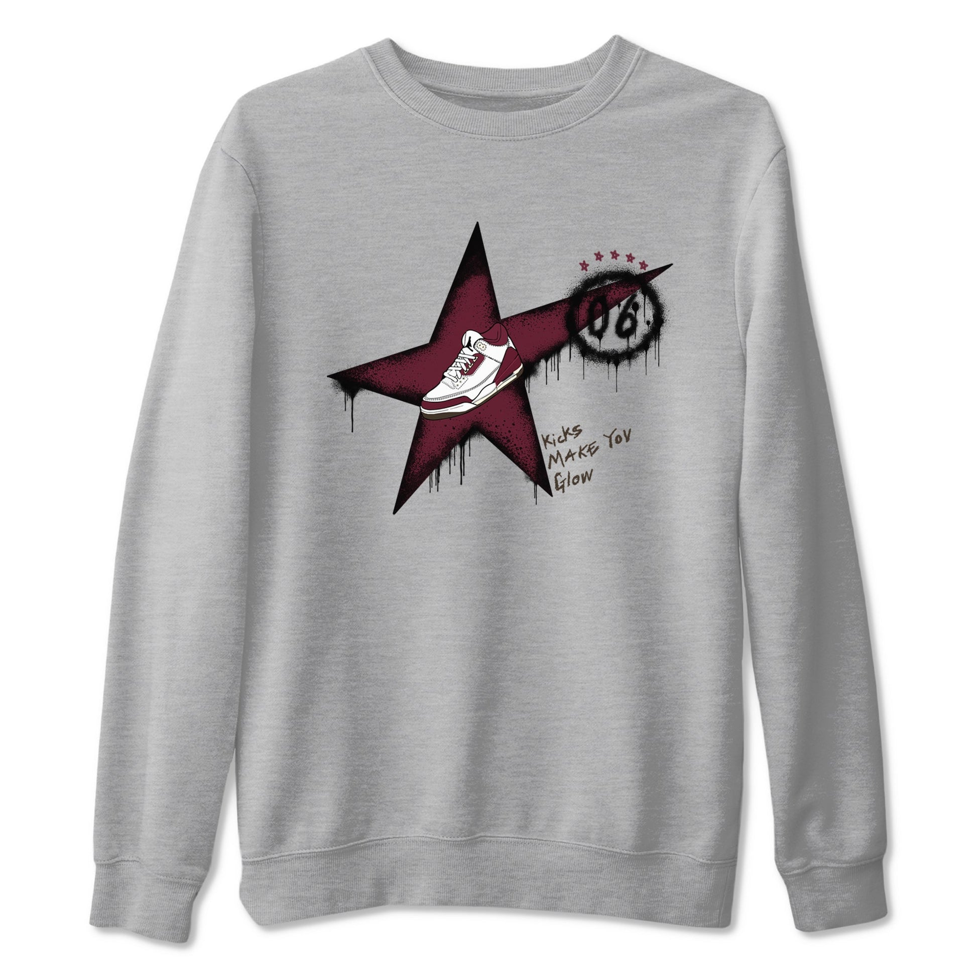 3s A Ma Maniere x Burgundy Crush shirts to match jordans Kicks Make You Glow sneaker match teesA Ma Maniére x Air Jordan 3 "Burgundy Crush" SNRT Sneaker Tees streetwear brand Heather Grey 2 unisex cotton tee