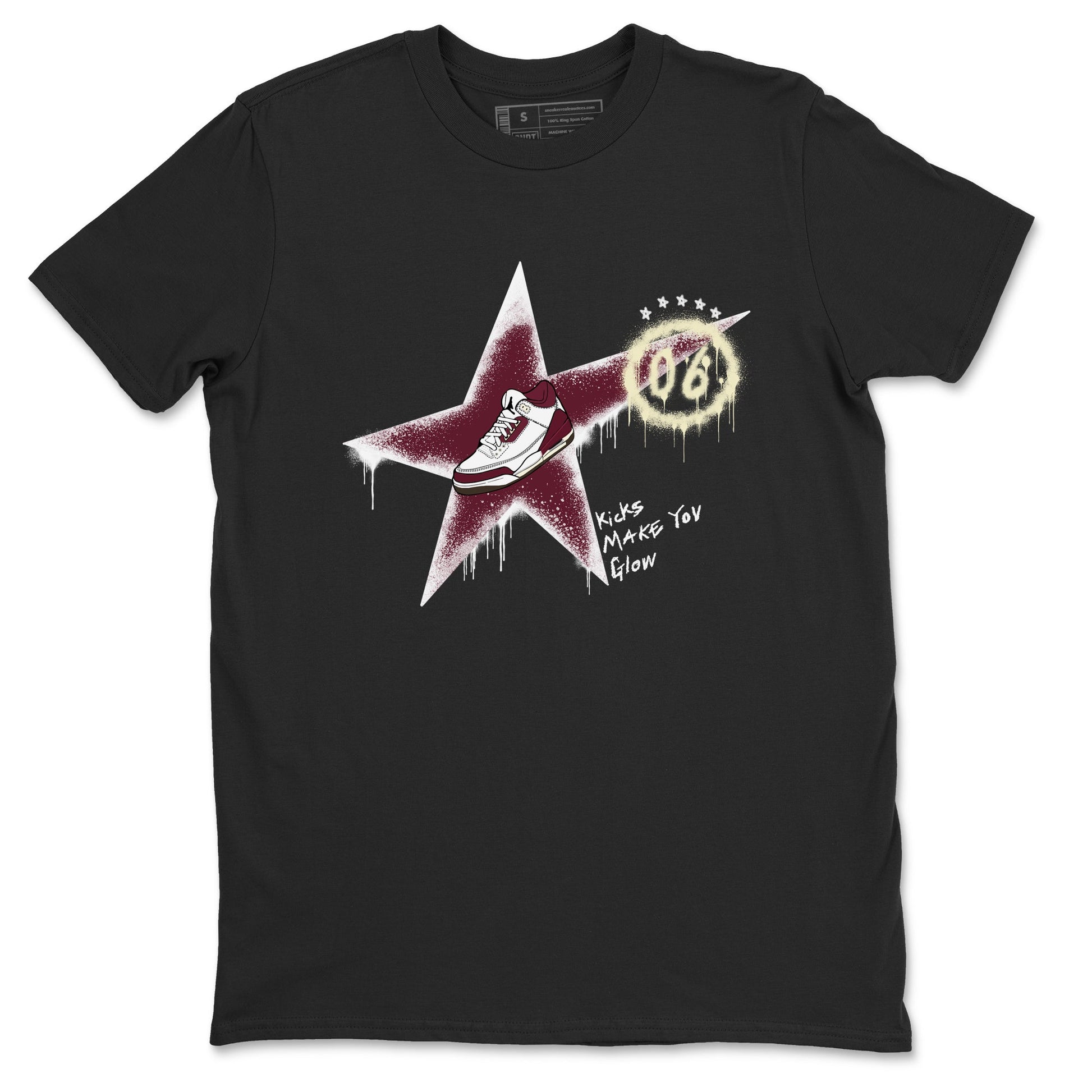 3s A Ma Maniere x Burgundy Crush shirts to match jordans Kicks Make You Glow sneaker match teesA Ma Maniére x Air Jordan 3 "Burgundy Crush" SNRT Sneaker Tees streetwear brand Black 2 unisex cotton tee