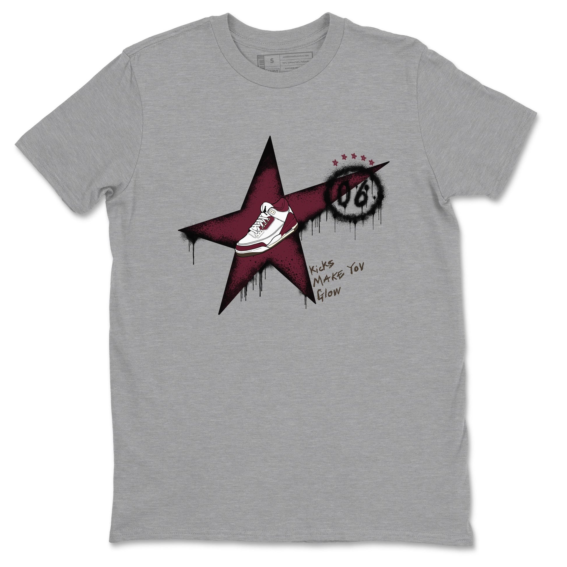3s A Ma Maniere x Burgundy Crush shirts to match jordans Kicks Make You Glow sneaker match teesA Ma Maniére x Air Jordan 3 "Burgundy Crush" SNRT Sneaker Tees streetwear brand Heather Grey 2 unisex cotton tee