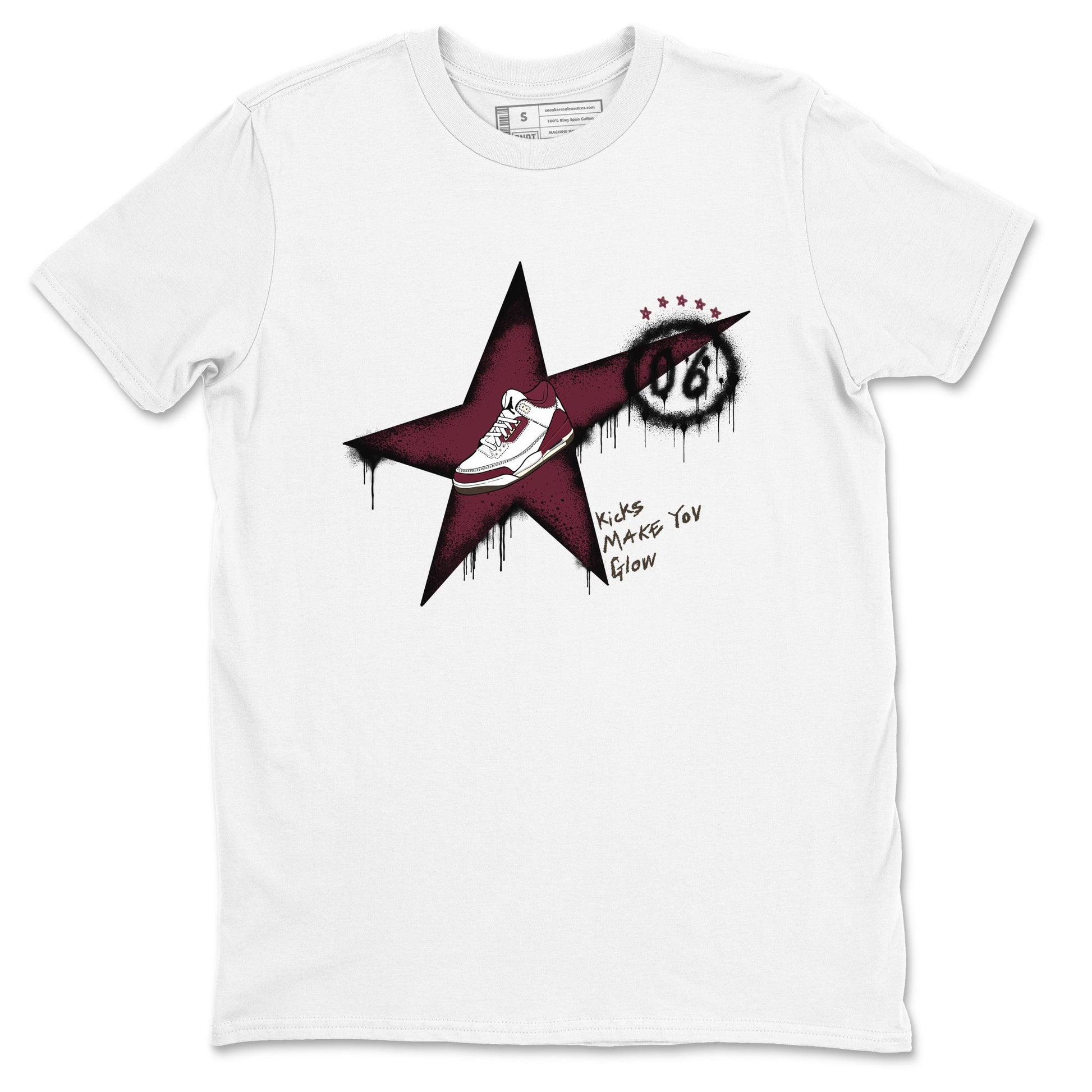 3s A Ma Maniere x Burgundy Crush shirts to match jordans Kicks Make You Glow sneaker match teesA Ma Maniére x Air Jordan 3 "Burgundy Crush" SNRT Sneaker Tees streetwear brand White 2 unisex cotton tee
